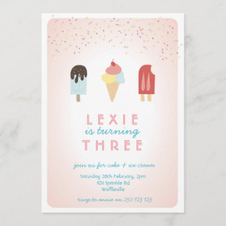 Crème glacée & Popsicle Summer Invitation Rose