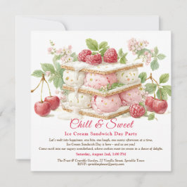 Crème glacée Sandwich Day Aquarelle Invitation