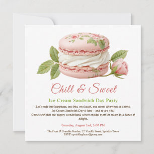 Crème glacée Sandwich Day Aquarelle Invitation