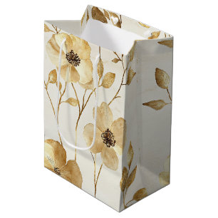 Creme Gold Blumen Hochzeit Mittlere Geschenktüte