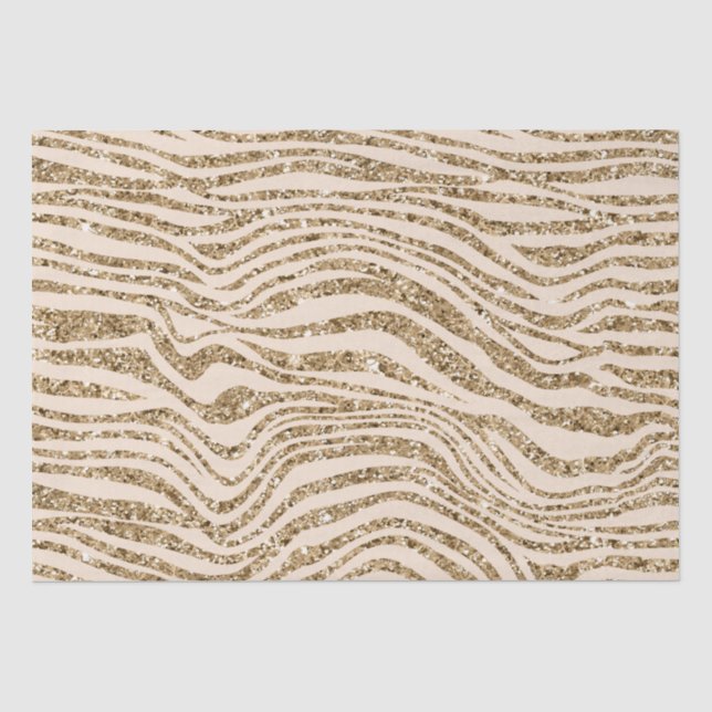 Creme Gold Imitats Glitzer Zebra Seidenpapier (Vorderseite)