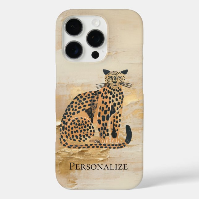 Creme Gold Leopard iPhone 16 Pro Hülle (Rückseite)