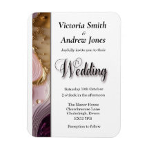 Creme, Gold & Pink Swirt Einladung zur Hochzeit