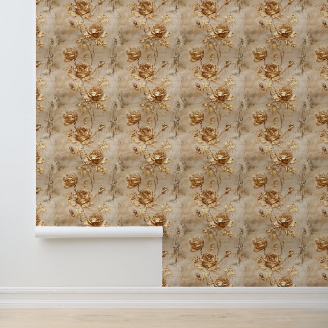 Creme-Gold-Rose Tapete (Anwendung)