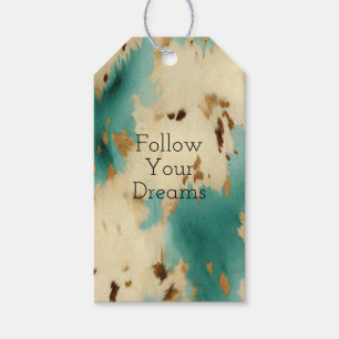 Creme Gold Türkis Cowhide Geschenkanhänger