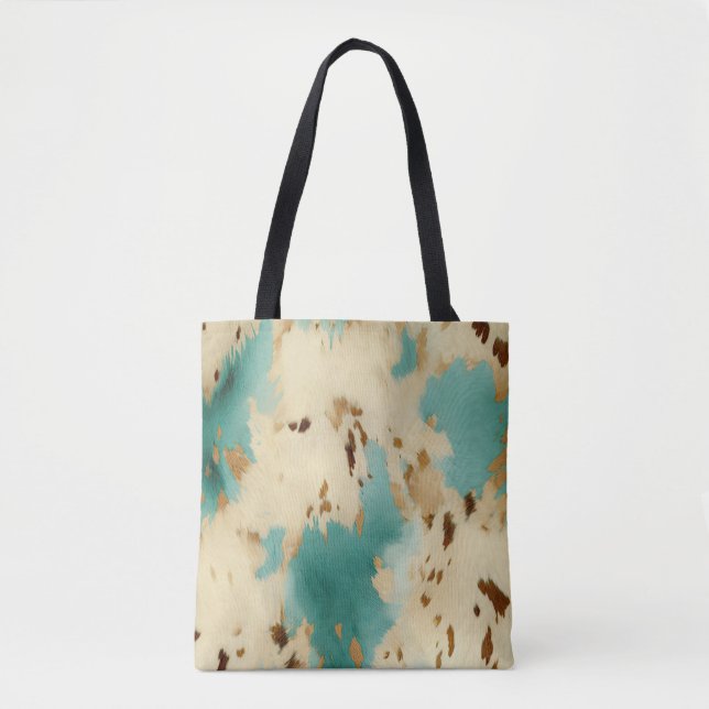 Creme Gold Türkis Cowhide Tasche (Vorderseite)