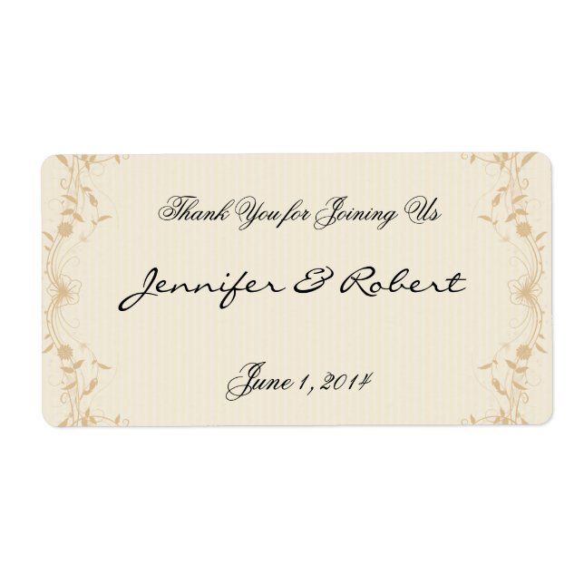 Creme Gold Vintag Pinstriche Wasserflasche (Vorne)