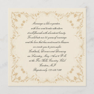 Creme Gold Vintage Nadelstreifen Blumenmuster Jubi Einladung