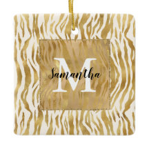 Creme Gold Zebra Print Monogram