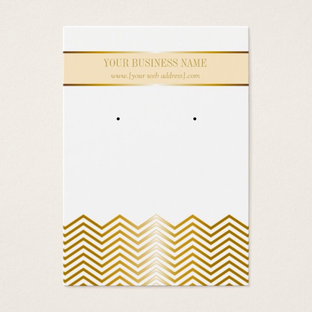 Creme Gold Zickzack Custom Earring Card (Vorderseite)
