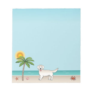 Creme Golden Retriever an einem tropischen Sommers Notizblock