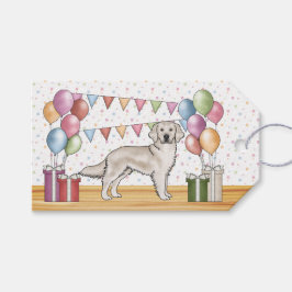 Creme Golden Retriever farbenfrohe Pasta Geburtsta Geschenkanhänger