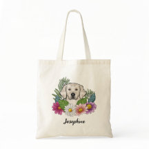 Creme Golden Retriever farbige Blume und Name