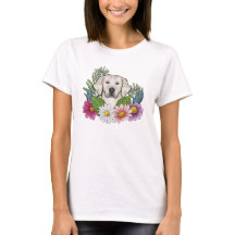 Creme Golden Retriever Head mit bunten Blume