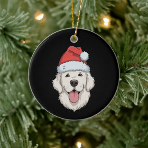 Creme-Golden-Retriever-Liebhaber-Weihnachten-Santa Keramik Ornament