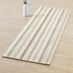 Creme Grün Braun Streifen Yogamatte