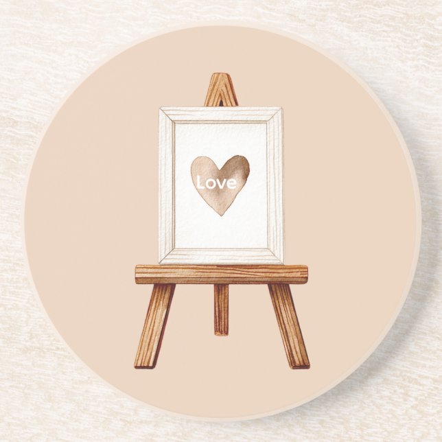 Creme Herz Kunst Liebe Getränkeuntersetzer (Vorne)