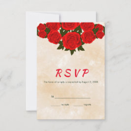 Creme-Hintergrund und Rote Rosen RSVP Karte