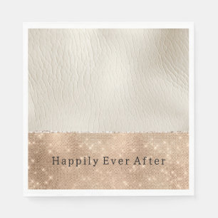 Creme Imitate Leather Champagne Sparkle Serviette
