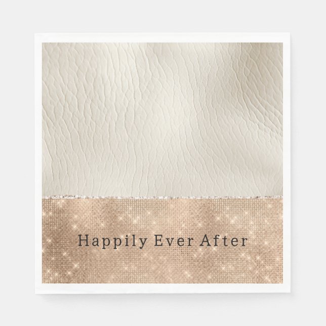 Creme Imitate Leather Champagne Sparkle Serviette (Vorderseite)