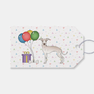 Creme Italian Greyhound Cartoon Hund Happy Birthda Geschenkanhänger