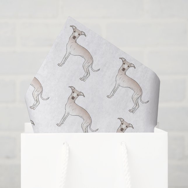 Creme Italian Greyhound Niedlich Cartoon Dog Muste Seidenpapier (Geschenktüte)