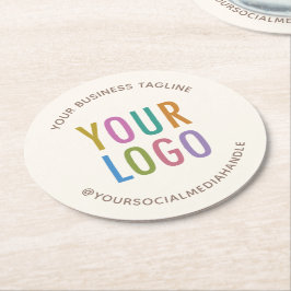 Creme Ivory Ecru Paper Untersetzer - Runde des Log