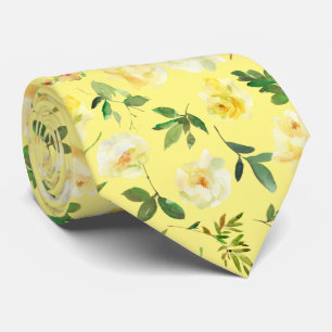 Crème Jaune et Blanc Rose cravate Cravate