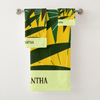 Crème jaune verte Abstraits feuilles géométriques
