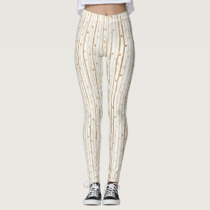 Creme Kaffeebraune Streifen Punkte Leggings