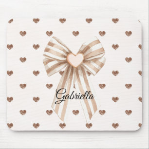 Creme-Kakaoband Rosa Glitzerherzen Mousepad