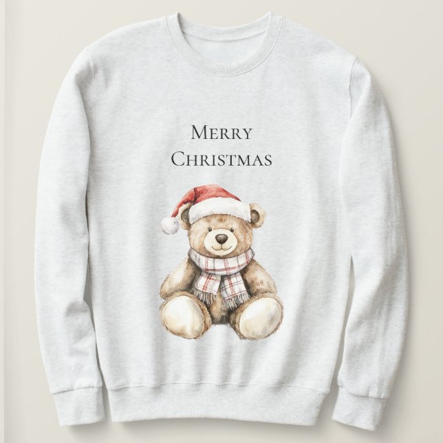 Creme Kariert Teddy Bär Sweatshirt (Design vorne)