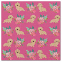 Creme-Langhaar-Dackel magenta-Blüten