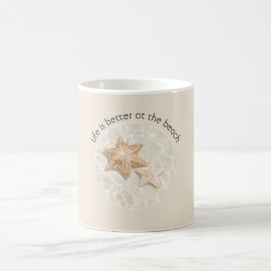 Creme Leben ist besser am Strand Seestern Kaffeetasse