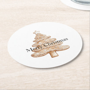 Creme-Lebkuchen-Weihnachtsbaum Runder Pappuntersetzer