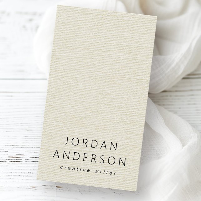 Creme-Leinen-Look Logo QR Code Visitenkarten (Cream linen look logo QR code business cards)