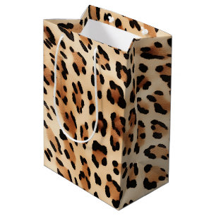 Creme Leopard Animal Print Mittlere Geschenktüte
