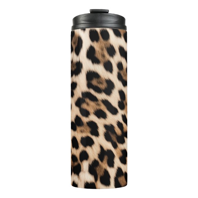 Creme Leopard Thermosbecher (Vorderseite)