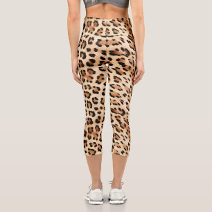 Creme-Leoparden-Tierdruck Capri Leggings