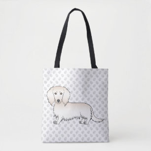 Creme Long Hair Dackel Niedlich Cartoon Dog & Paws Tasche