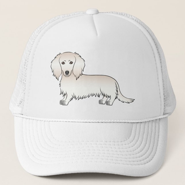 Creme Long Hair Dackel Niedlich Cartoon Dog Truckerkappe (Vorderseite)