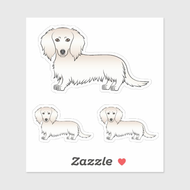 Creme Long Hair Dackel Niedliche Cartoon Dog Desig Aufkleber (Blatt)
