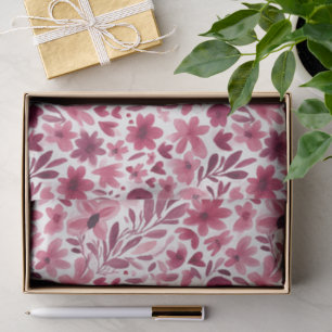 Creme Mädchenhaft Rosa Rote Blumen Herzen Geburtst Seidenpapier