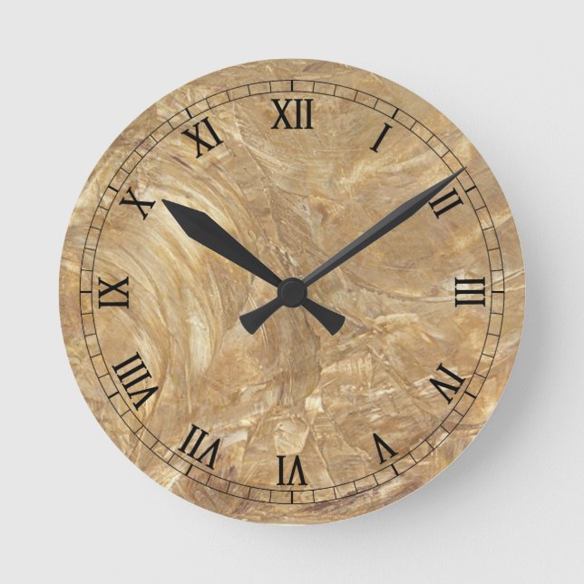 Creme Marble Faux Finish Runde Wanduhr (Vorderseite)