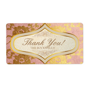 Crème Mariage en or rose Étiquette Merci