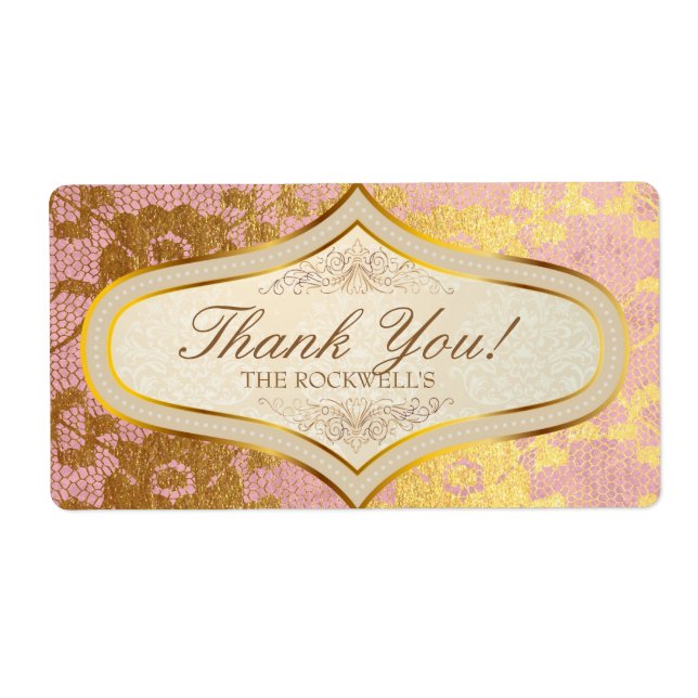 Crème Mariage en or rose Étiquette Merci (Devant)