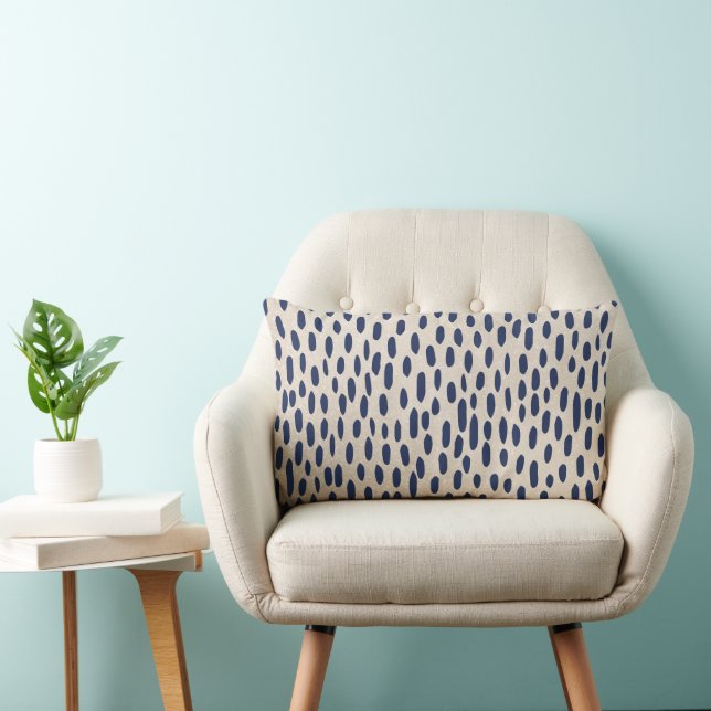 Creme mit Navy-Speckles-Kopfkissen Lendenkissen (Stuhl )