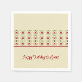 Creme mit rosa und grünem Muster Serviette