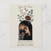 Creme Mocha Modern Floral Save the Date