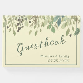 Crème moderne & Eucalyptus Mariage livre d'hôtes